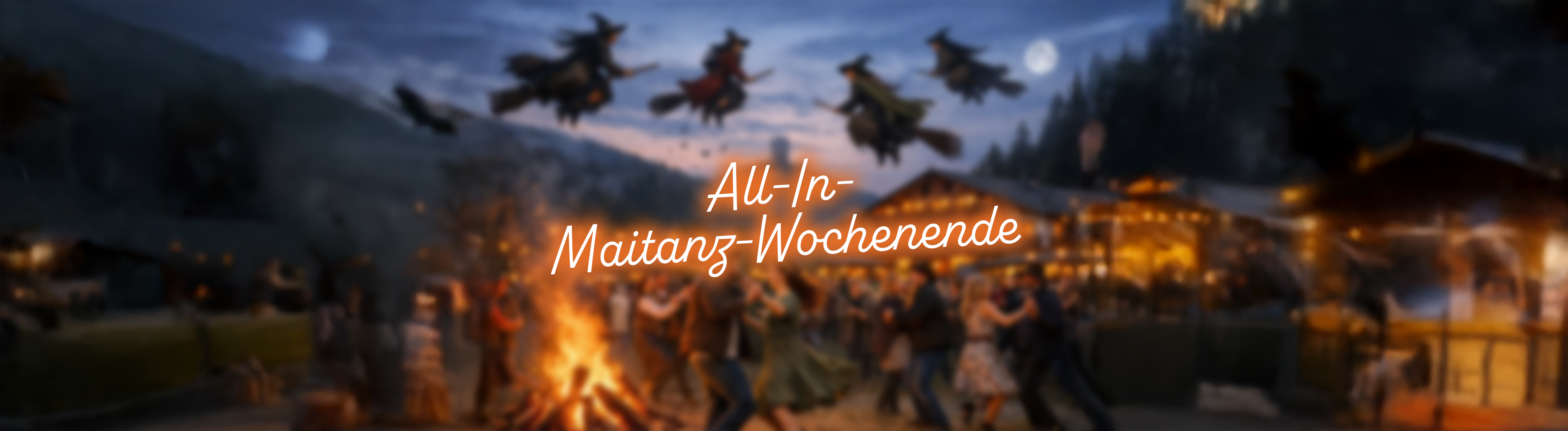 Weihnachtliches Bild mit lächelndem Weihnachtsmann, Schneeflocken, Rentier und dem Text 'Christmas-Party-Wochenenden'.